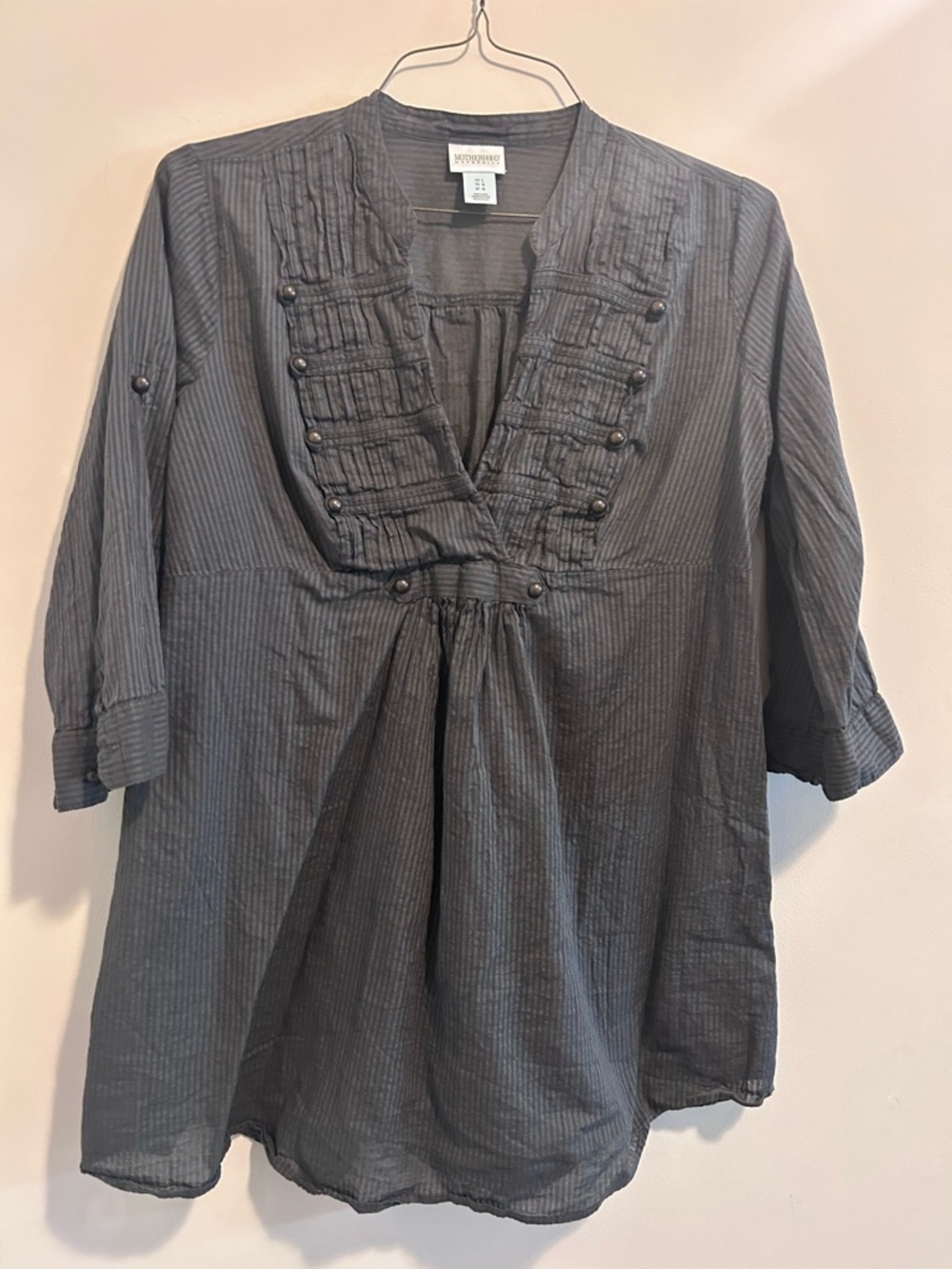 Motherhood Maternity Charcoal Button-Front Tunic Top